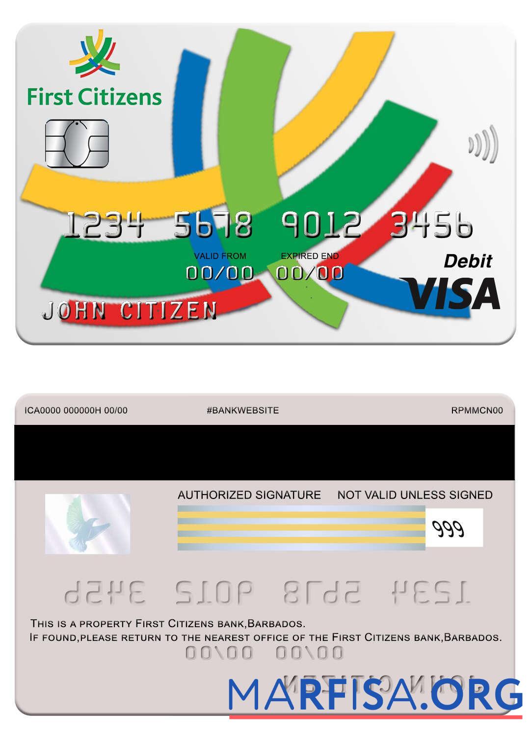 Realistic Barbados First Citizens bank visa card download for verification